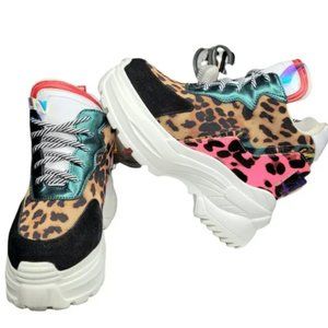 Anthony Wang X Dollskill Cucumber-01 Leopard Lace Up Hidden Heel Sneaker Size 7